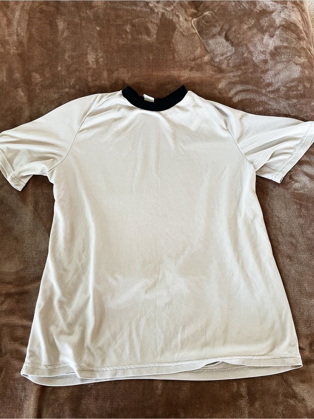Men's White Short-Sleeve Athletic Shirt with Lumbar Pocket- Cycling Running L